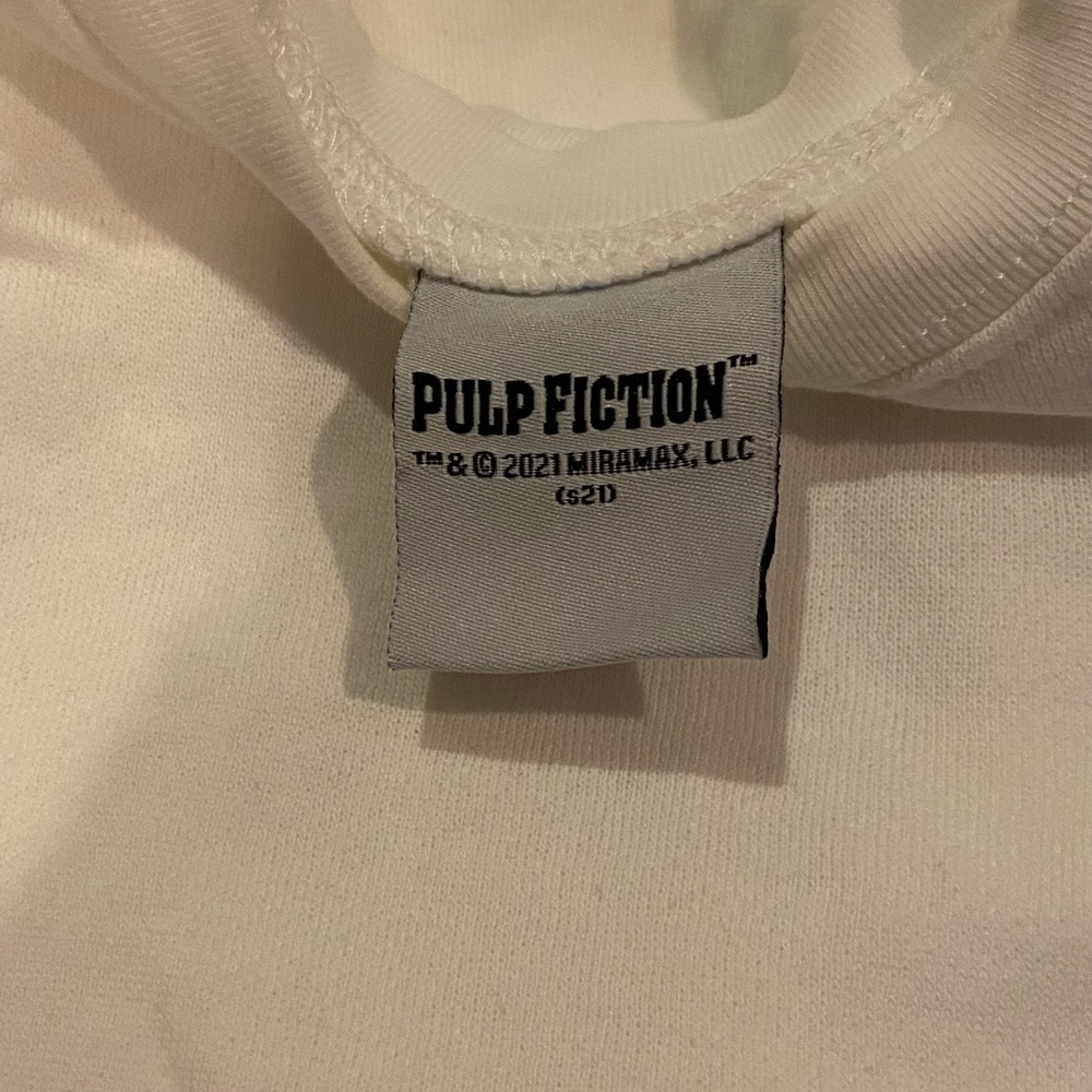 Retro Pulp Fiction Graphic Sweatshirt White Y2K Streetwear Cult Classic - Picture 7 of 9